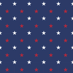 Patriotic Stars Seamless Pattern. 4th of July, USA Independence day, Americana Backdrop. Vector Template For Fabric, Textile, Wallpaper, Wrapping Paper