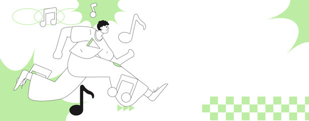 Fototapeta premium Music characters scene flat vector concept operation illustration 