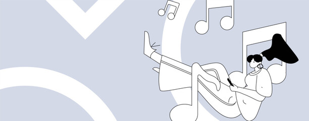 Music characters scene flat vector concept operation illustration
