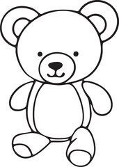 Naklejka premium A simple outlined teddy bear stands upright against a white background.