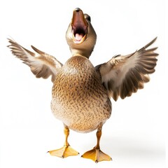 Happy duck with open wings