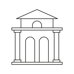 Bank Building Line Icon. Financial Institution, Savings, And Economic Transactions Outline Symbol. Architecture And Business Concept. Editable Stroke. Isolated Vector Illustration