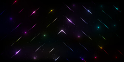 Vibrant streaks of light shoot across a cosmic sky, creating a dreamy and colorful starfield.