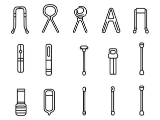 Crutch Line Art Design for Medical Care and Assistance