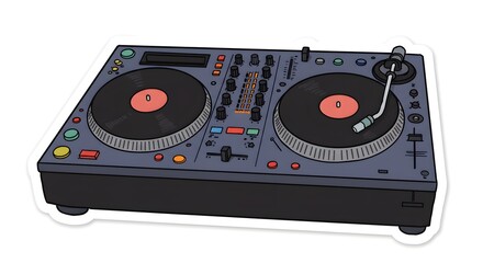 Fototapeta premium Illustration of a DJ Turntable Mixer