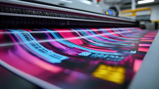 High Quality Digital Printing Process Showing Vivid Color Output on Large Format Paper for Commercial Production and Modern Industrial Design Workflow

