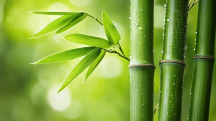 Obraz premium A 4K photo of 4K photo of macro fortunate bamboo with dew.
