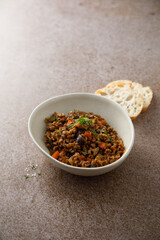 Minced beef ragout with eggplant
