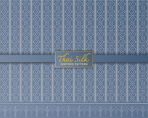 Seamless pattern background. Inspired by traditional Northern Thai silk pattern. Colored in Bluish Grey and Silver.