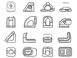 Detailed CT Scanner Line Art for Medical Illustrations