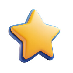 3D Yellow Star Icon Blue Outline Design Element