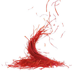 Red strands create an artistic swirl of fibers. PNG image, transparent background