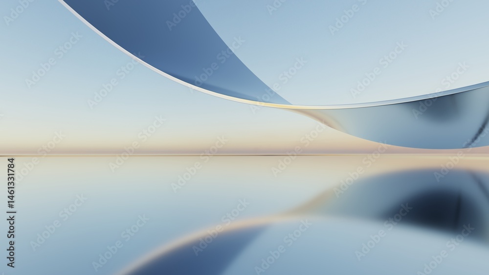 Poster 3d illustration of abstract minimal architecture background, geometric architectural with curve design, Car presentation