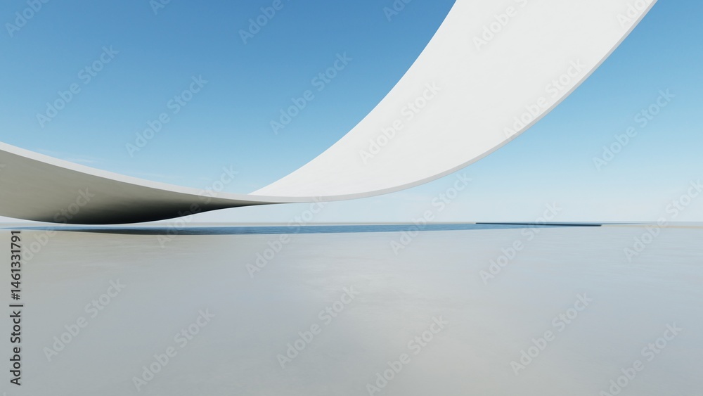 Poster 3d illustration of abstract minimal architecture background, geometric architectural with curve design, Car presentation