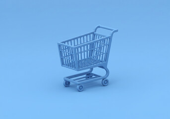 Shopping Cart on Blue Background Still Life