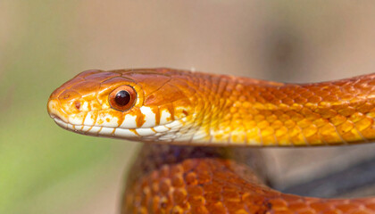 Fototapeta premium Close up of a dangerous red rattlesnake head with scales in wild nature