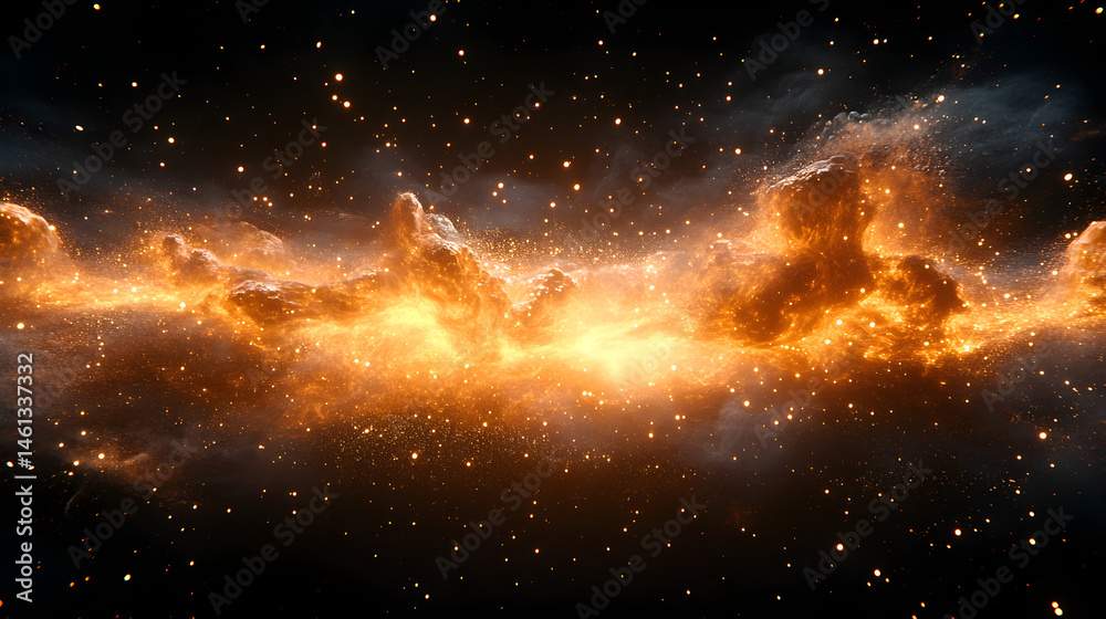 Wall mural energetic particle explosion simulating a microscopic or digital burst