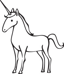 Obraz premium A solitary white unicorn stands gracefully in a simple black and white