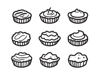 Minimalist Custard Tart Food Line Art Drawing for Culinary Art