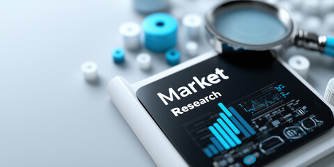 Fototapeta premium Insights into market research initiatives using data analysis tools and visual representations