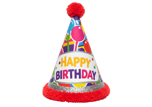 happy birthday cap on transparent background png