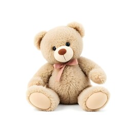 Cute brown teddy bear with pink bow