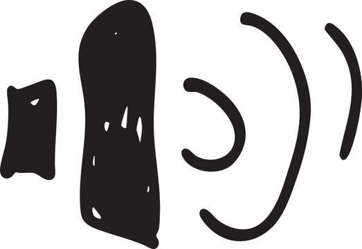 A stylized black figure forms a dynamic curving shape against a white background.