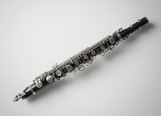 Obraz premium High-Quality Image of Oboe Isolated on Pure White Background Featuring Detailed Keys and Body