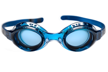 Fitness swimming goggles with adjustable strap on transparent background, ultra realistic picture for health clubs and swimming lessons promotions