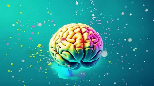 Colorful Human Brain Model Exploding With Ideas Creative Concept
