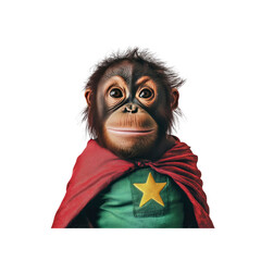 Super Orangutan A Portrait of a Young Orangutan Dressed as a Superhero