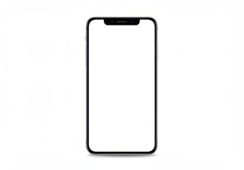 Smartphone with a blank white screen isolated on a white background in a vertical composition