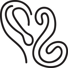 Obraz premium A continuous flowing black forms a stylized heart shape.