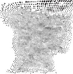 Fototapeta premium A densely patterned abstract of a human face formed by numerous black dots on a white background.