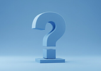 Question Mark 3D Render in Light Blue Color