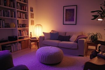 Cozy living room with warm lighting