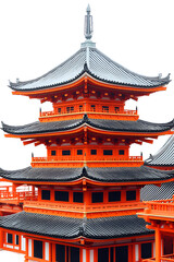 Obraz premium Scenic Japanese pagoda temple on isolated background, sharp focus image for tourism brochures and cultural studies