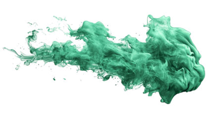 Png of Abstract green smoke swirl creating a dynamic and ethereal visual effect.