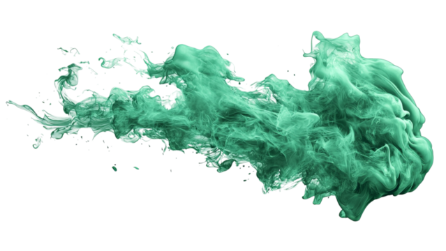 Png of Abstract green smoke swirl creating a dynamic and ethereal visual effect.