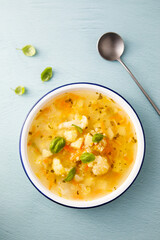 Healthy vegetable soup with cauliflower