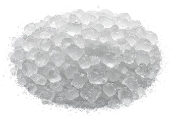 Pile of crushed ice on a white background, perfect for cooling drinks or injuries