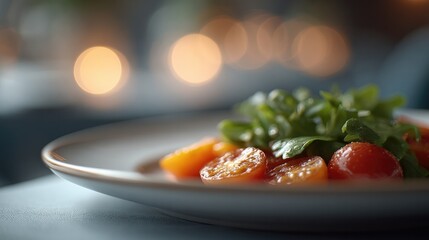 minimalistic depiction of french cuisine with unfocused individuals in background offering ample copy space