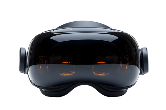 A modern virtual reality headset with a cut out background, professional photography for brochures, flyers and promotional materials