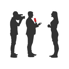 Male News Reporter Reporting News, Anchor, Anchoring black silhouette illustration vol 06