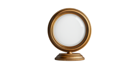 Antique Gold Framed Crystal Ball Stand. Mystical Fortune Telling And Divination Tool Isolated On Transparent Background