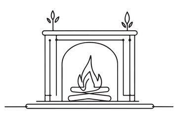 Cozy Fireplace Silhouette Vector Illustration for Home Decor Themes