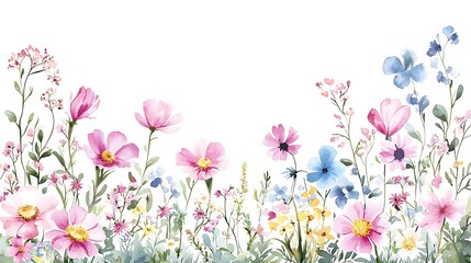 Watercolor style flower arrangement nature garden botanical art vibrant colors floral scene