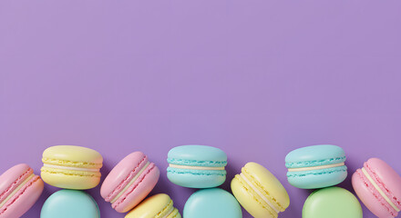 Fototapeta premium Macarons on Purple Background
