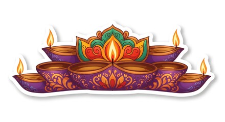 Colorful Diwali Lamps Illustration