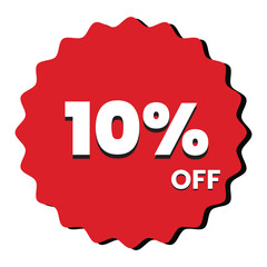 10 Percent Off Sale Label  Vector Marketing Tag.
